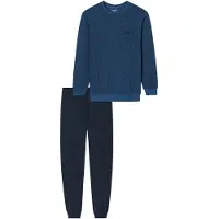 Schiesser Pyjama lang 'Comfort Essentials' blauw / enziaan