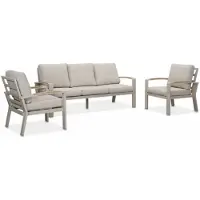 LUX outdoor living Seattle stoel-bank loungeset 5 personen | aluminium + polywood | beige | 4-delig