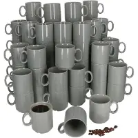 MamboCat Set van 72 EVENT stapelbare koffiemokken GRIJS porselein 250 ml