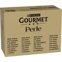 Gourmet 96x85g Forel, Kalkoen, Eend, Wild in Gelei Perle Kattenvoer