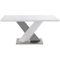 Vente-unique Eettafel SALVA - 6 zitplaatsen - Gelakt mdf - Wit en zwart