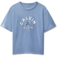 Calvin Klein T-shirt lichtblauw Jongens Katoen Ronde hals Logo - maat 152