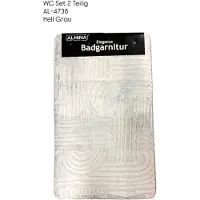Almina WC Set 2-Delig – Badgarnitur – 60×100 cm + 60×50 cm – Luxe Badmat & Toiletmat – Licht Grijs