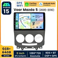 Hexinex HexinexMarket Octa-Core autoradio Geschikt voor Mazda 5 (2005-2010) - Draadloos CarPlay, Android Auto, Android 15, multimediaspeler, 4GB+64GB