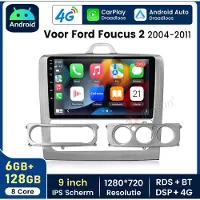 Hexinex HexinexMarket Octa-Core autoradio Geschikt voor Ford Focus MK2 MK II 2004-2011 - Draadloos CarPlay, Android Auto, Androdi 15, multimediaspeler, 6GB+128GB