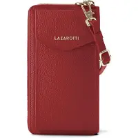 Lazarotti Bologna leren portemonnee met rits rondom en Smartphonehoesje, leer, 19 cm rood