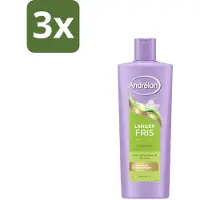 Andrélon 3 x – Shampoo – Langer Fris – 400 ml - Langer Fris Haar - Vitamine B3 Shampoo - Fris Haar - Vet Haar - Diepe Reiniging