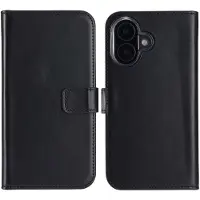 Selencia Echt Leren Bookcase voor de Apple iPhone 16 - Zwart
