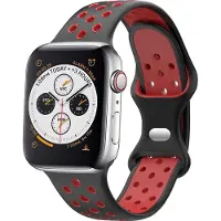 Strap-it Classic Sportbandje - Geschikt voor Apple Watch bandje - Series 1/2/3/4/5/6/7/8/9/10/11/SE/SE2/SE3 - Zwart/Rood - Siliconen bandje sport - Sport Loop iWatch bandje maat: 38 / 40 / 41 / 42mm