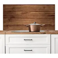 KitchenYeah Spatscherm keuken 120x60 cm - Kookplaat achterwand Houtlook - Bruin - Muurbeschermer - Spatwand fornuis - Hoogwaardig aluminium