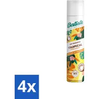 Batiste - Tropical - Droogshampoo - Tropische Geur - Verfrist en Stylet - 200ml - Voordeelverpakking - 4 stuks