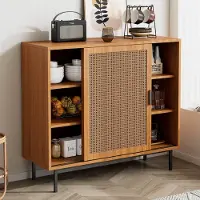 OKWISH Dressoirs - Kast Landelijk Ontwerp Met Praktische Opbergfunctie - Voor Diverse Ruimtes Thuis - 100x37x90 cm - Spaanplaat - Notenhout