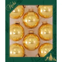Krebs Kerstballen - 16x - topaas goud - glas - 7 cm - luxe glazen kerstversiering