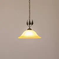 ONLI Hanglamp Mira, crème/brons, glas, Ø 40 cm, E27 dimbaar, brons / oud-messing, Woon-/ Eetkamer, Glas, Florentijns, hanglamp