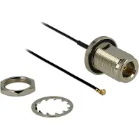 DeLOCK MHF I (v) - N (v) kabel met afdichtring - Micro Coax (1,37 mm) - 50 Ohm / zwart - 0,10 meter
