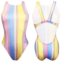 Turbo Pastel Stripes Swimsuit Geel 5XL Vrouw
