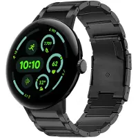 Strap-it Titanium bandje geschikt voor Google Pixel Watch 5 (45 mm) / 4 (45 mm) / 3 (45 mm) - Zwart