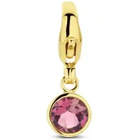The Jewelry Collection 14K geelgoud slotbedel met geboortesteen roze toermalijn oktober 4028179