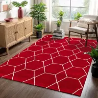 Muratap Trellis uni effen laagpolig vloerkleed modern 140x200 cm