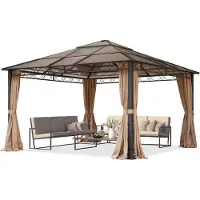 TOOLPORT Tuinpaviljoen Hardtop Paradise Deluxe taupe, 4x4 m