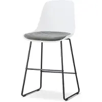 Nolon Nino-Liv barkruk wit met zeegrijs Zitkussen - zwart onderstel - 65 cm