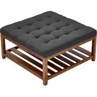Vevor Vierkante salontafel (875 x 875 x 445 mm) met massief houten opbergplank