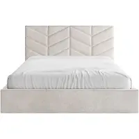 Vente-unique Bed met opbergruimte stof crème 200 x 200 cm