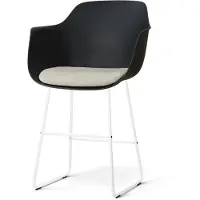 Nolon Nino-Liz barkruk zwart met naturelbeige Zitkussen - wit onderstel - 65 cm