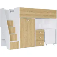 Vente-unique Hoogslaper hout natuurlijk licht 90 x 190 cm