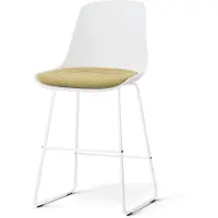 Nolon Nino-Liv barkruk wit met warm oker Zitkussen - wit onderstel - 65 cm