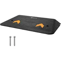 Vevor drempeloprijplaat massief rubberen deurdrempeloprijplaat 15 ton belasting oprijplaat met goot 90,2x53,34x7,6 cm rolstoeloprijplaat oprijplaat