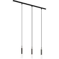 QAZQA Modern railsysteem zwart met 3 hanglampen donker brons 1-fase - Slimline Loyce
