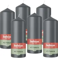 Bolsius - Gladde Stompkaarsen - Antraciet - 6 stuks - 15cm - 42 Branduren