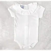 Babidu Romper Ronde Roezel Kraag | 1118 | Wit | Korte Mouw | 6 maand | maat 68