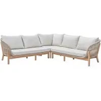 BUITEN living Braga lounge hoekbank tuin 5 personen | touw + hardhout | zand | 4-delig - 235x235cm