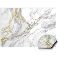 KitchenArt - Elegant Gold Marble Spatscherm - 70x50 cm - Spatscherm Achterwand Keuken - Spatwand Keuken