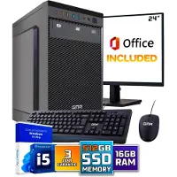 GMR Intel Ultra Compleet Desktop PC | Intel Core i5 | 16 GB RAM | 512GB SSD M.2 | DVD+RW | Windows 11 Pro | Inclusief 24" Monitor, Muis & Toetsenbord en Microsoft Office!