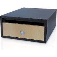 SereneLife Brievenbus – Horizontale Wandbrievenbus met Vergrendeling – Afsluitbaar met twee sleutels – Zwart met Houten Front