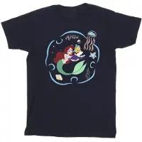 Disney Heren De Kleine Zeemeermin Leest Boek T-Shirt (Marineblauw)
