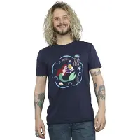 Disney Heren De Kleine Zeemeermin Leest Boek T-Shirt (Marineblauw)