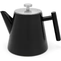 Leopold Vienna - Theepot dubbelwandig Oslo 1 L RVS - mat zwart - inclusief theezeef