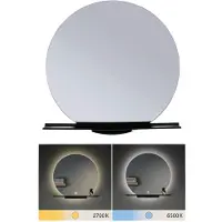 Paulmann Miro LED-wandspiegel CCT Ø50cm Backlight, Badkamer, metaal, Modern