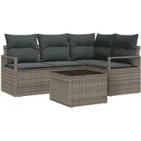vidaXL Bankstel 5 st Lichtgrijs poly rattan