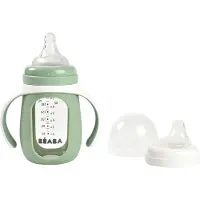 Beaba Fles glas + siliconen hoes 2 in 1 Groen Salie