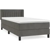 Syfax Boxspring met matras fluweel donkergrijs 100x200 cm
