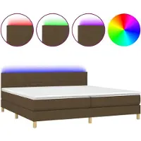 vidaXL Boxspring met matras en LED stof donkerbruin 200x200 cm