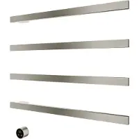 Hotbath Square radiator met 4 rails 80cm met aparte schakelaar en excl. inbouwelement geborsteld nikkel