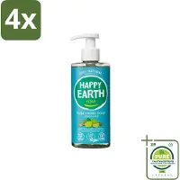 Happy Earth – Handzeep – 100% Natuurlijk Cedar Lime – 300 ml - Voordeelverpakking - 4 stuks - Natuurlijke handzeep - Vegan handzeep