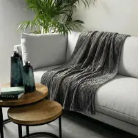 Dutch decor - Plaid 140x180 cm - MARTHY – superzacht, warm, donzig, rib design - antraciet