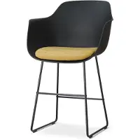 Nolon Nino-Liz barkruk zwart met warm oker Zitkussen - zwart onderstel - 65 cm